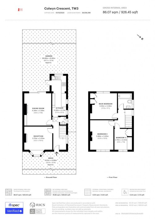 Floorplan for Colwyn Crescent, Hounslow